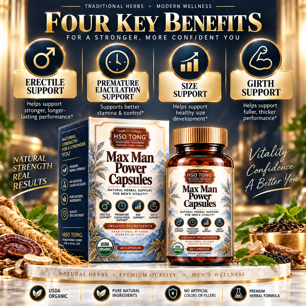 HSOTONG Max Man Power — supplied four benefits artwork