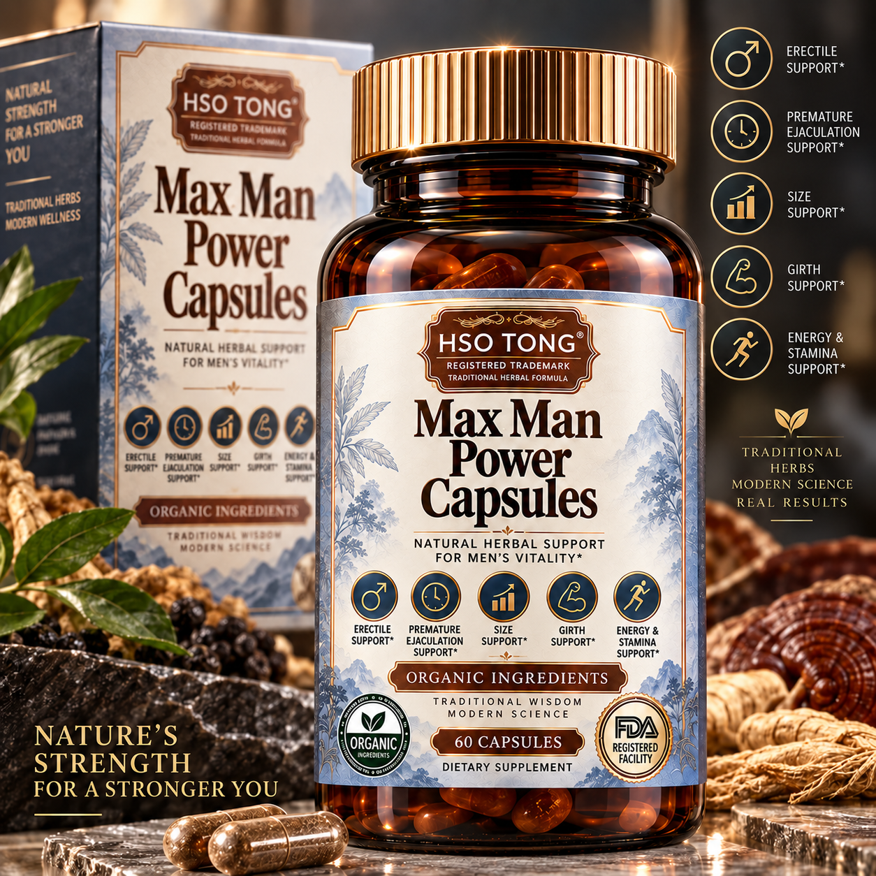 HSOTONG Max Man Power — supplied bottle closeup artwork
