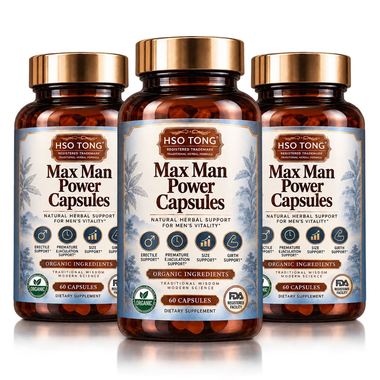 HSOTONG Max Man Power Capsules — 3 bottles, buy 2 get 1 free